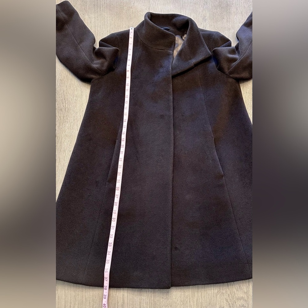 Cinzia Rocca Due Wool Angora Coat Brown Italian Designer A-Line Coat Size 12 - Picture 9 of 11